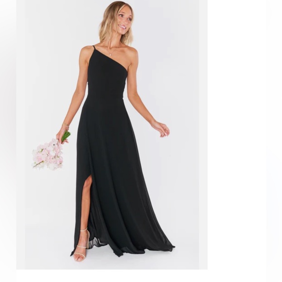 Fame and Partners- black one shoulder maxi dress size 2 - Picture 1 of 4